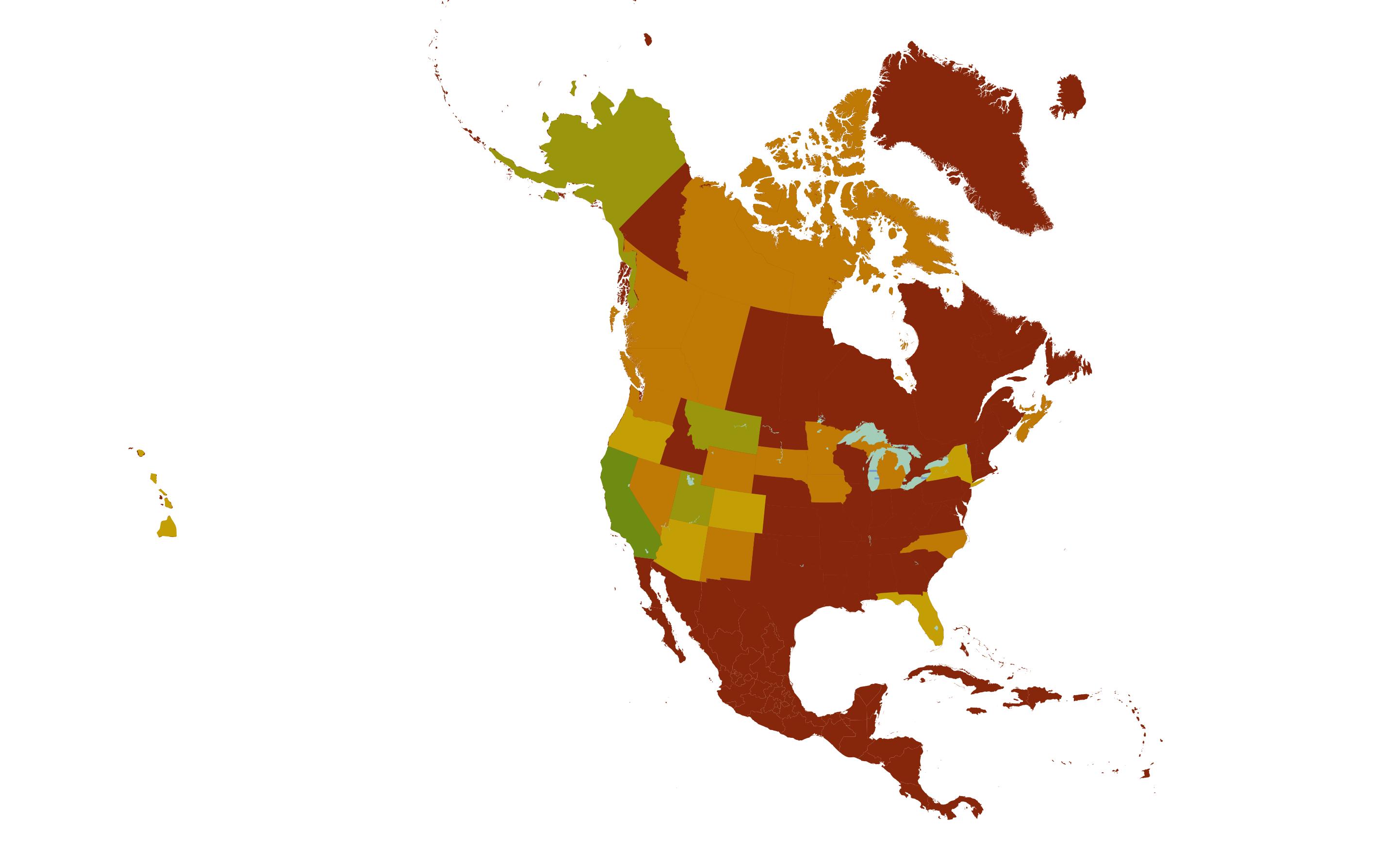Exercise 2b - Most popular scenic/natural vacation state locations